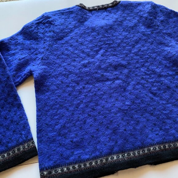 Vintage Tally Ho Cardigan Sweater 100% Wool Women’s Size Large Royal Blue - Picture 7 of 13